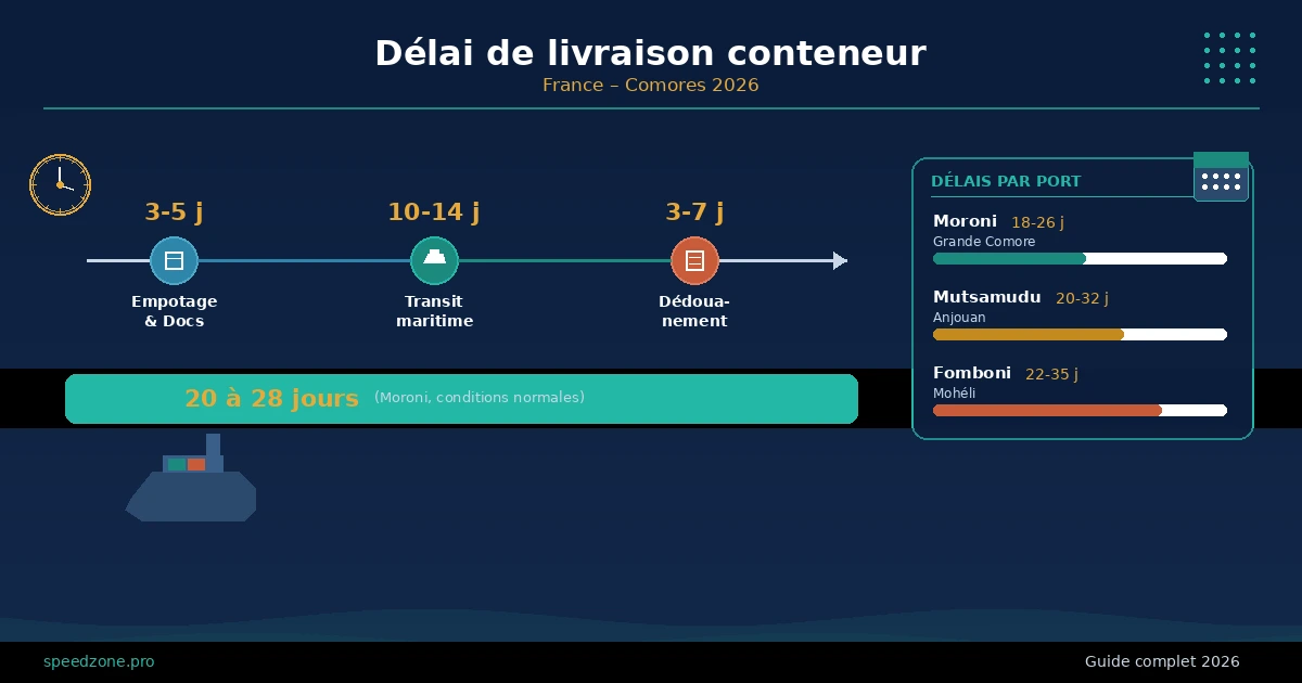 Délai de livraison d'un conteneur France-Comores : timeline des étapes de la réservation à la livraison